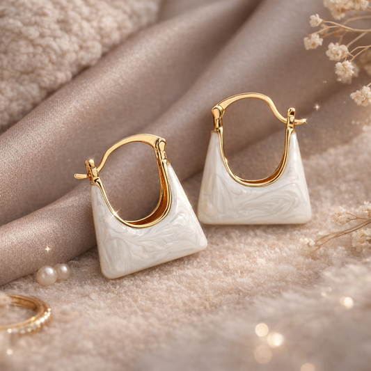 The "Parisian Chic" Enamel Bag-Hoops