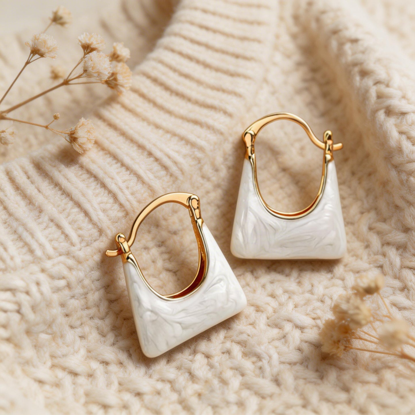 The "Parisian Chic" Enamel Bag-Hoops