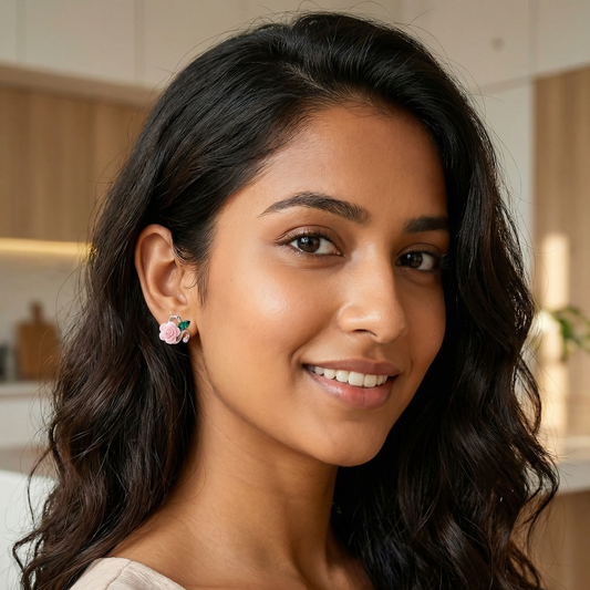 The "Secret Garden" Rose & Emerald Studs